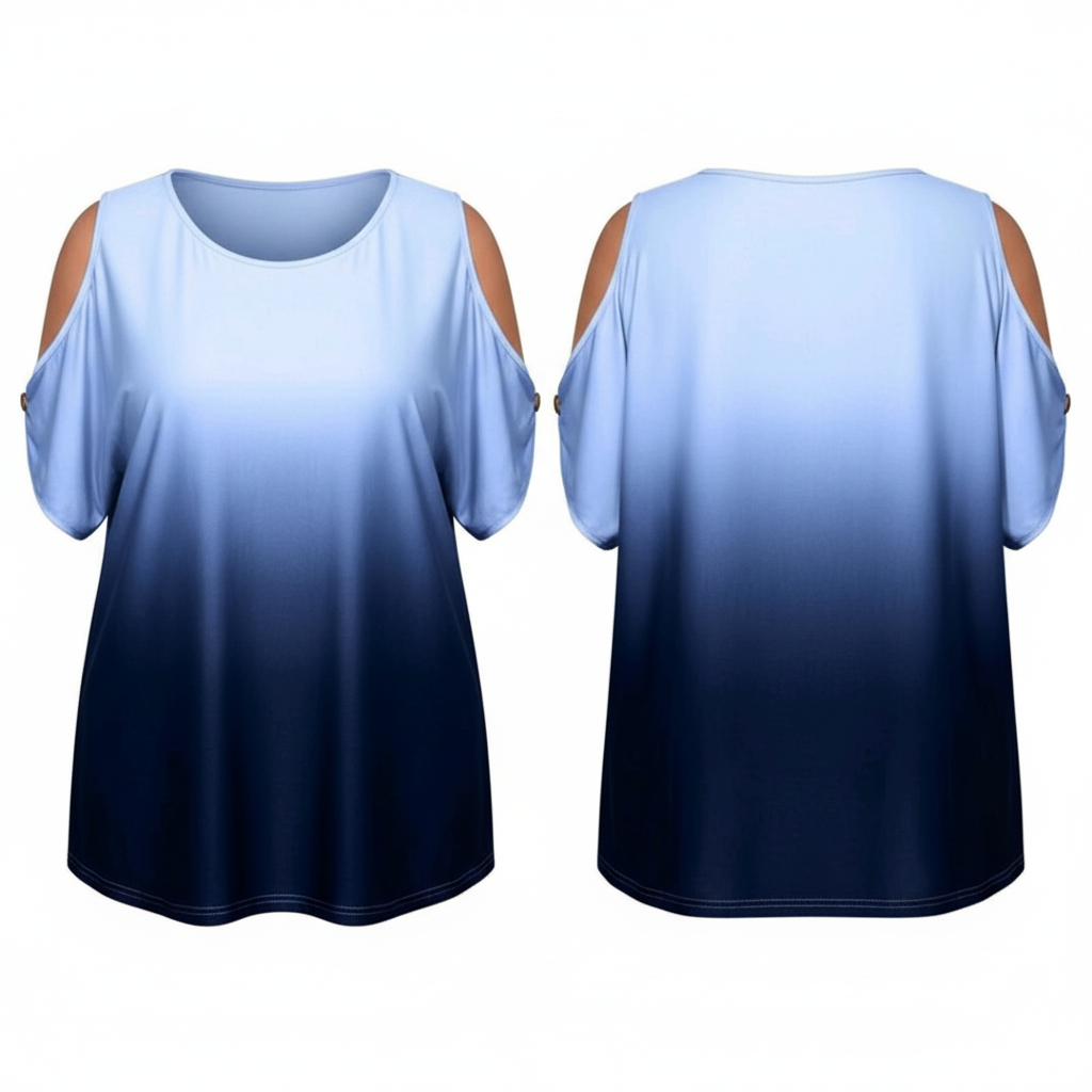 Plus Ombre Cold Shoulder Tee on white background