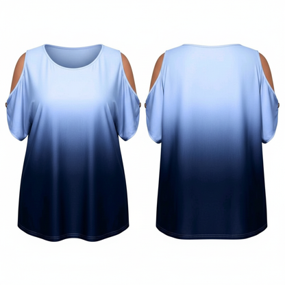 Plus Ombre Cold Shoulder Tee on white background