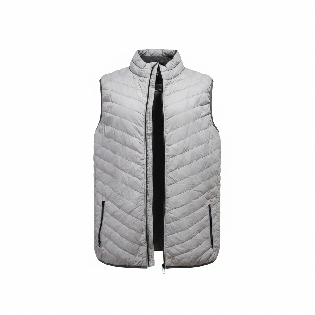 Men's Light Grey Lightweight Puffer Bodywarmer – white background