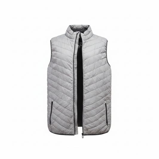 Men's Light Grey Lightweight Puffer Bodywarmer – white background