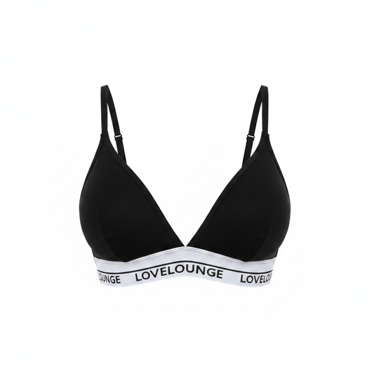 Letter Tape Panel Bralette on white background