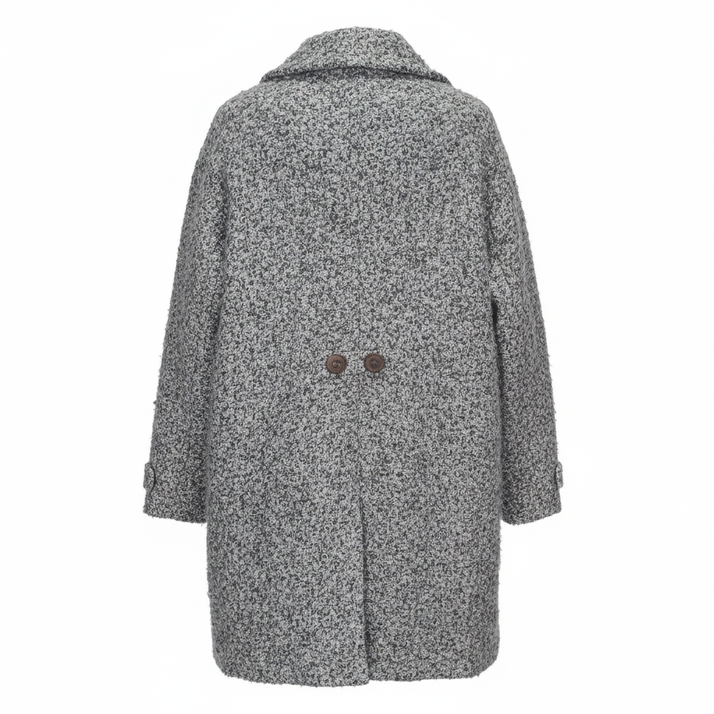 Ladies Grey & White Chunky Boucle Loop Coat – AI photo