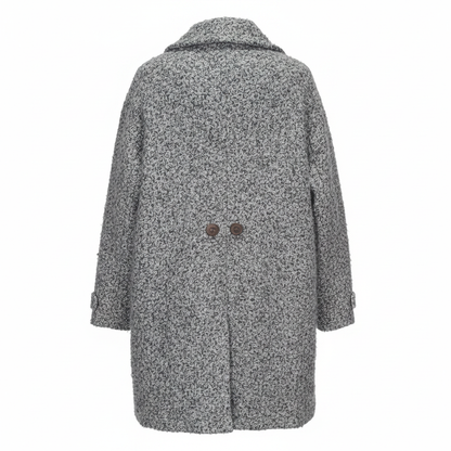 Ladies Grey & White Chunky Boucle Loop Coat – AI photo