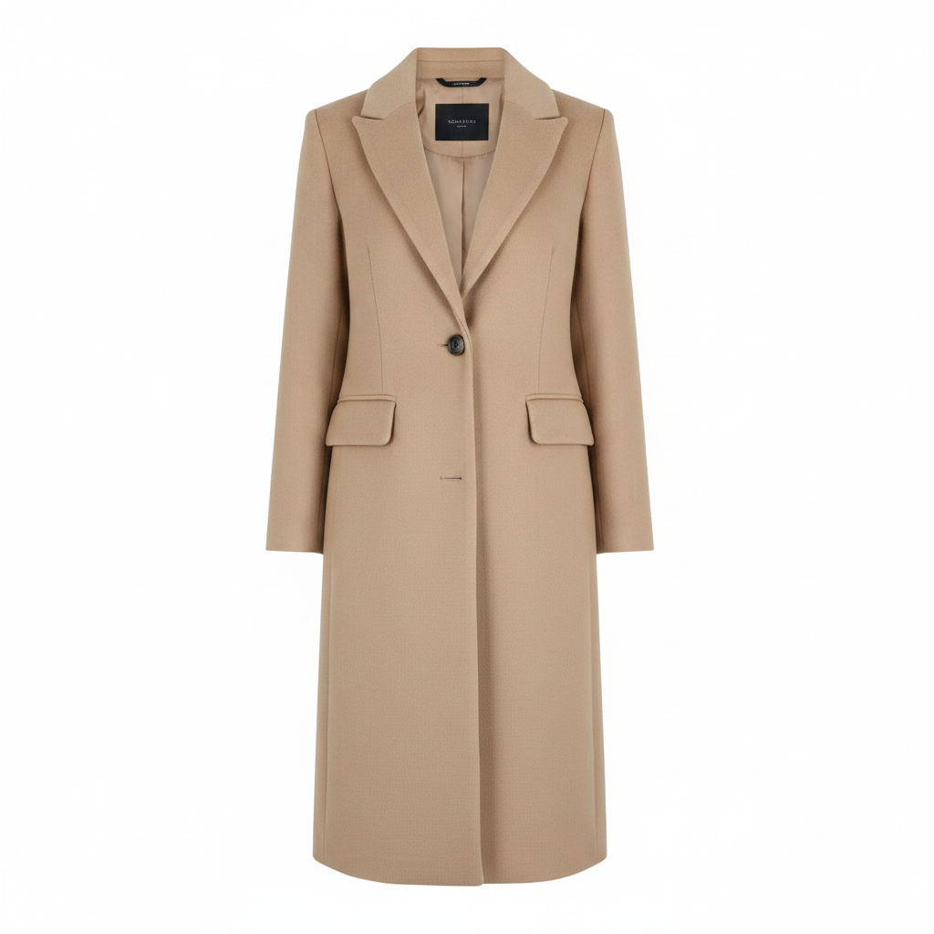Ladies Camel Beige Longline Coat – AI photo