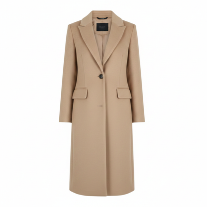 Ladies Camel Beige Longline Coat – AI photo