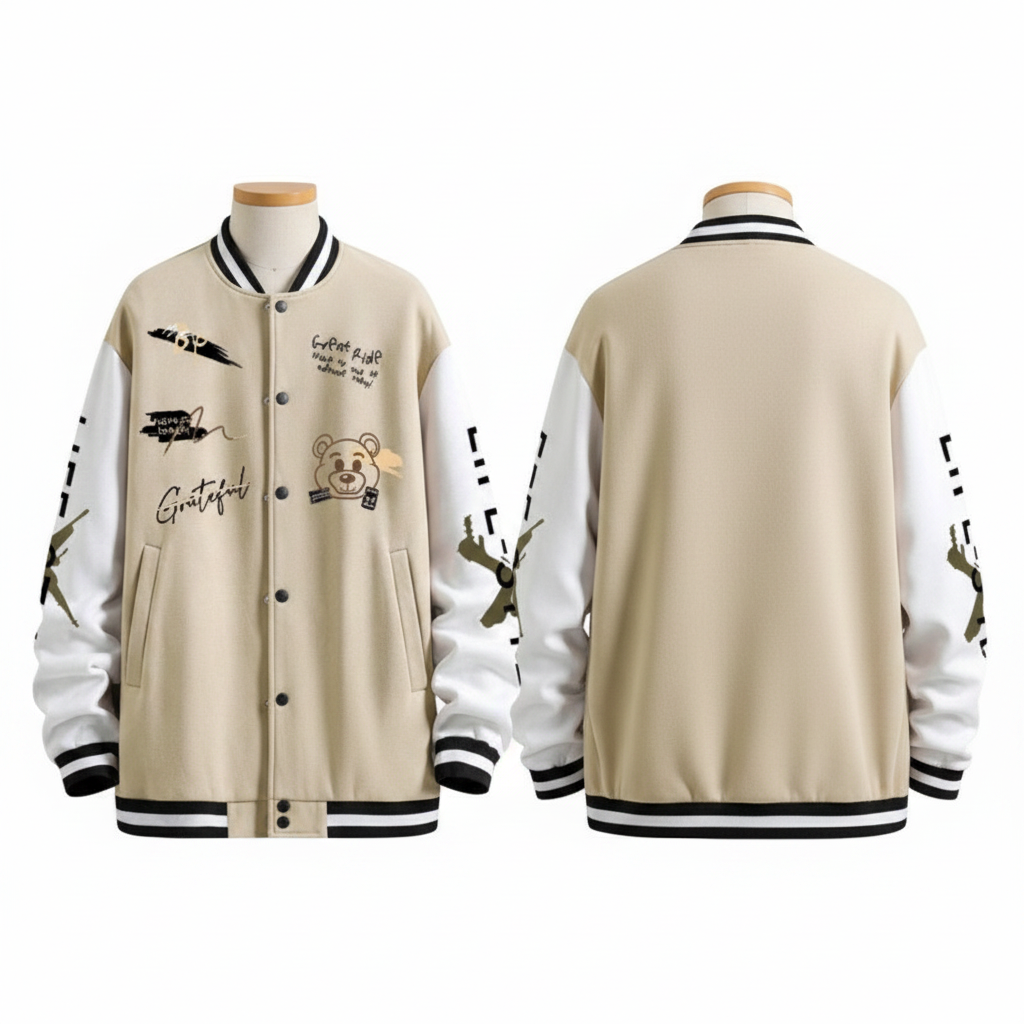 Men's Slogan Graphic Jacket (No Hoodie) on white background