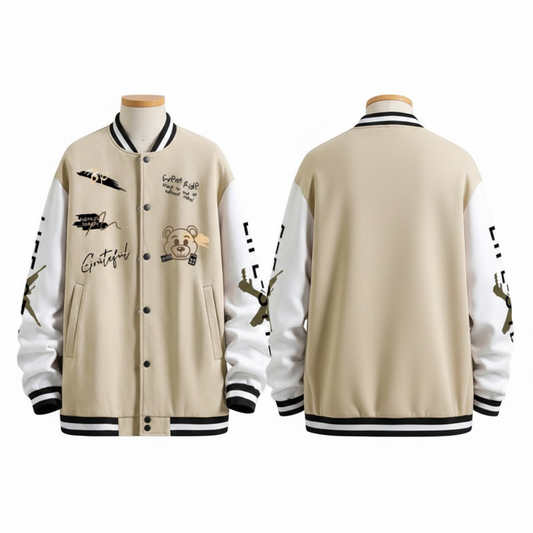 Men's Slogan Graphic Jacket (No Hoodie) on white background