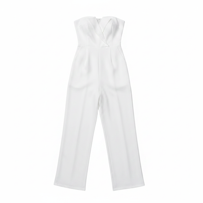 Privé Solid Slant Pocket Tube Jumpsuit on white background