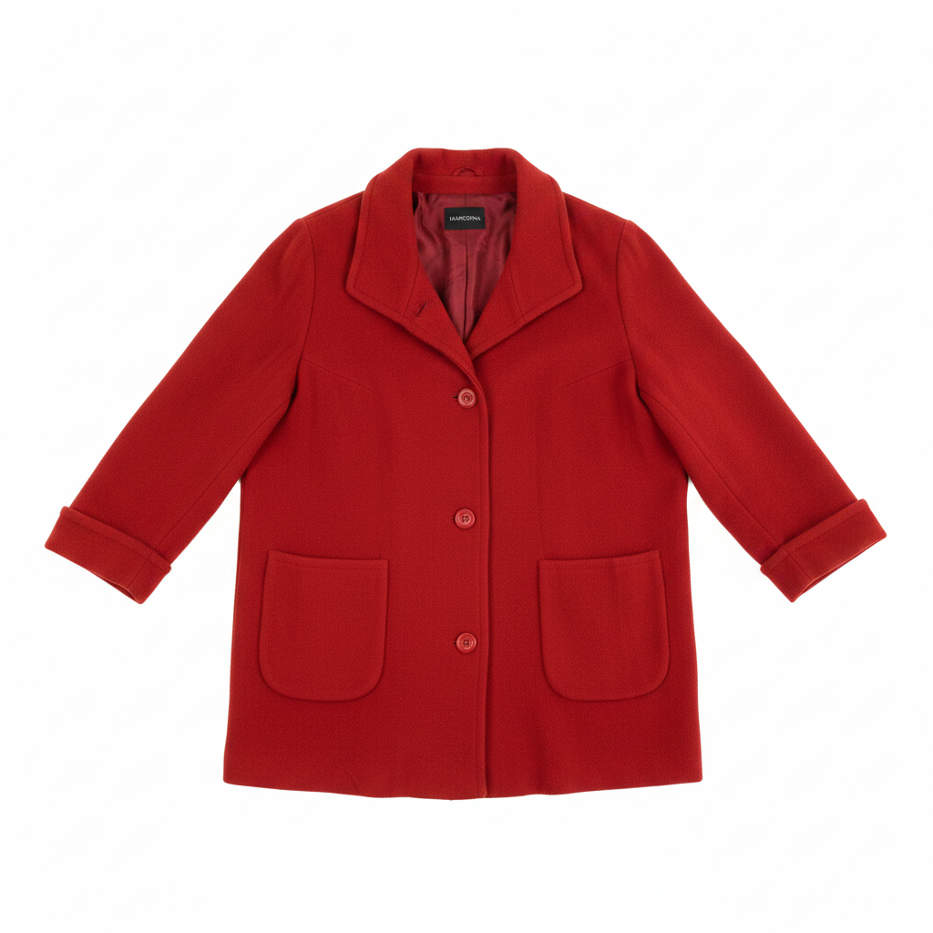 Ladies Rich Red Wool-Blend Oversized Blazer Coat – AI photo