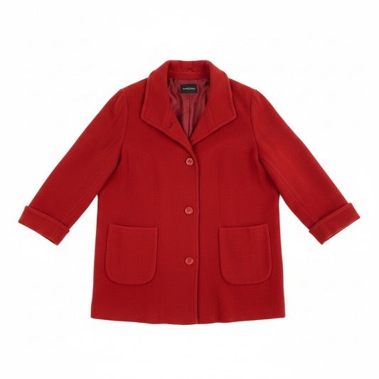 Ladies Rich Red Wool-Blend Oversized Blazer Coat – AI photo