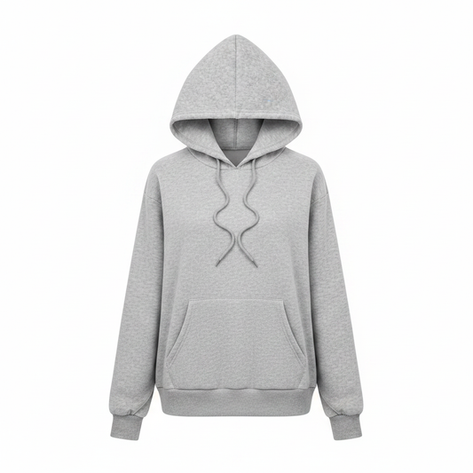 Grey Hoodie – Women's Casual Fleece Hoodie on white background