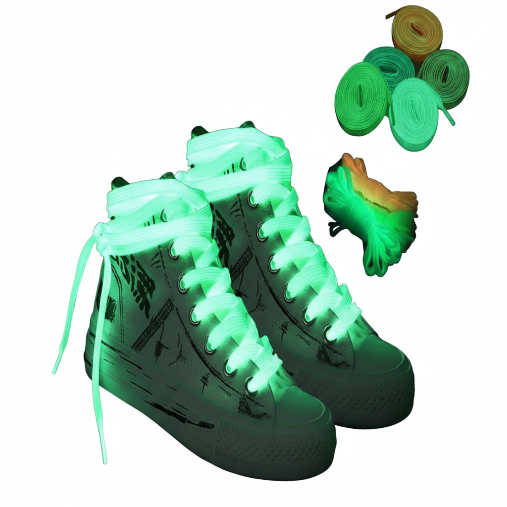 The 'Glow' Fluorescent Night Glow Flat Shoelaces 120cm