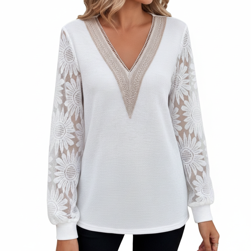 The 'Lace' Lantern Sleeve Guipure Lace Blouse