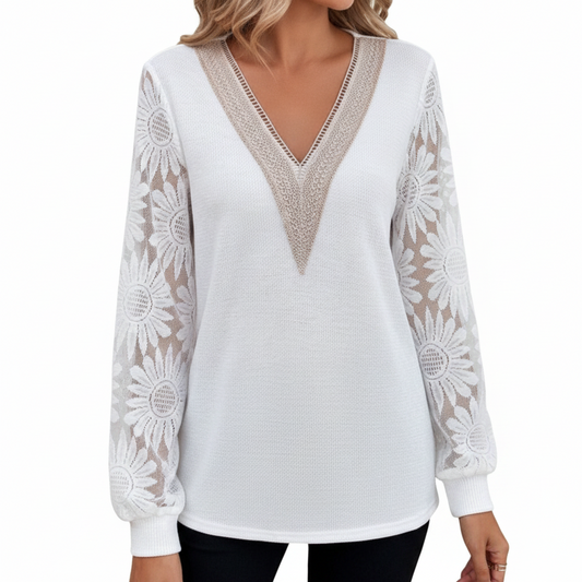 The 'Lace' Lantern Sleeve Guipure Lace Blouse
