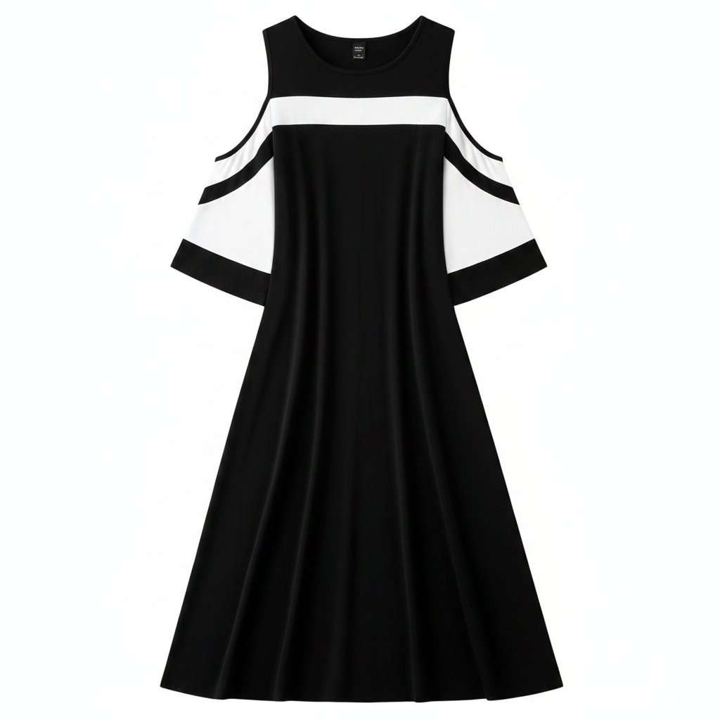Plus Colorblock Cold Shoulder Maxi Dress