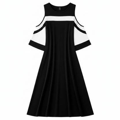 Plus Colorblock Cold Shoulder Maxi Dress