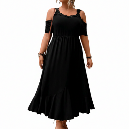 Plus Cold Shoulder Ruffle Party Dress