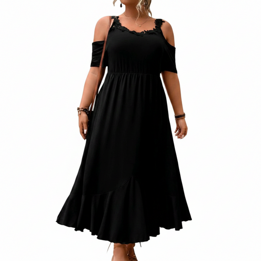 Plus Cold Shoulder Ruffle Party Dress