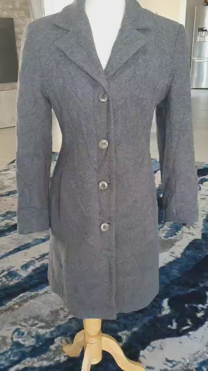 The 'Slate' Grey Marl Tweed Fitted Longline Coat