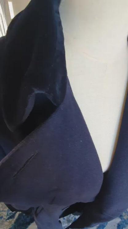 The 'Velvet' Navy Wool-Blend Double-Breasted Maxi Coat | Small