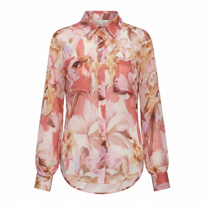 The 'Flutter' Floral Printed Lantern Sleeve Blouse