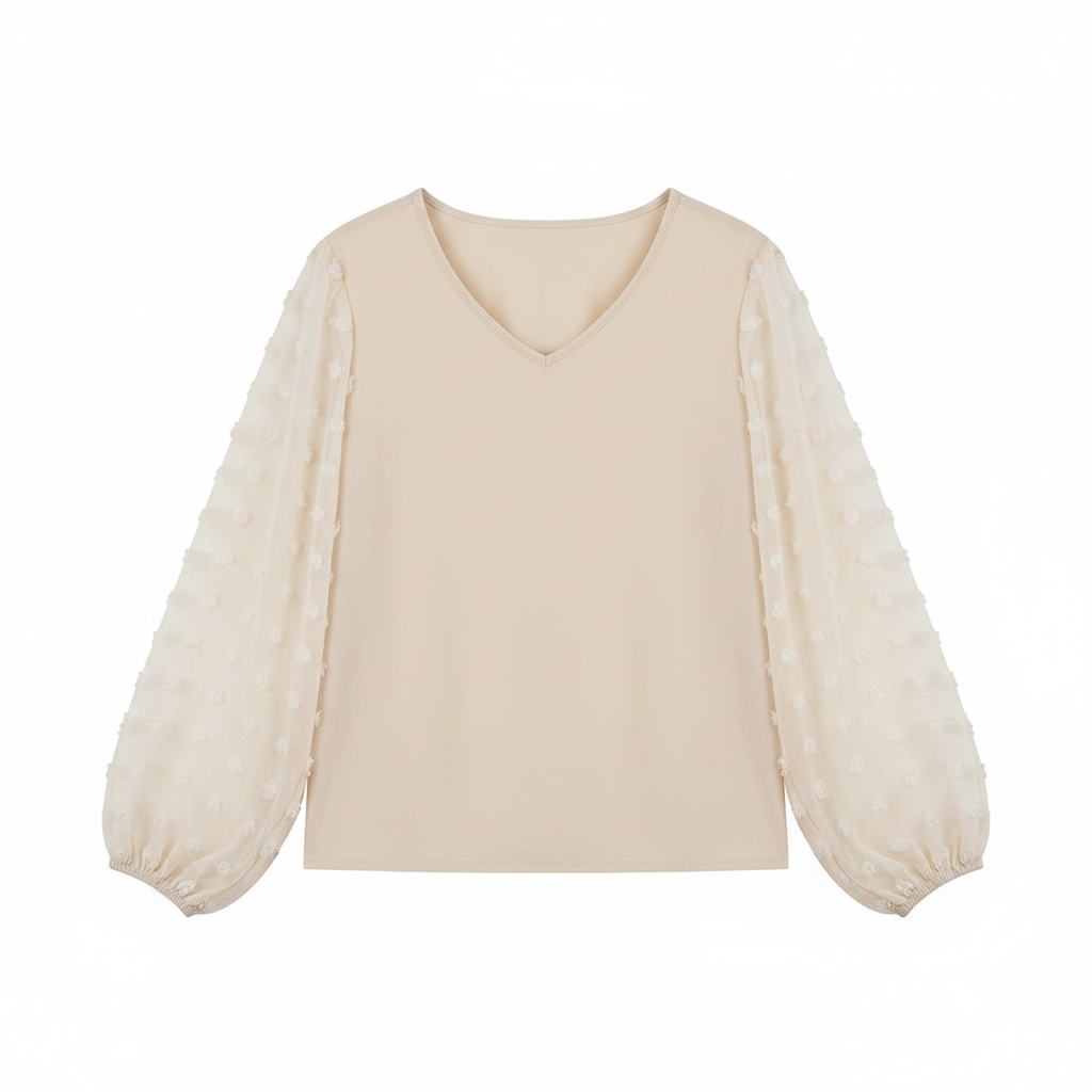 The 'Dot' Swiss Dot Bishop Sleeve Blouse