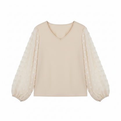 The 'Dot' Swiss Dot Bishop Sleeve Blouse