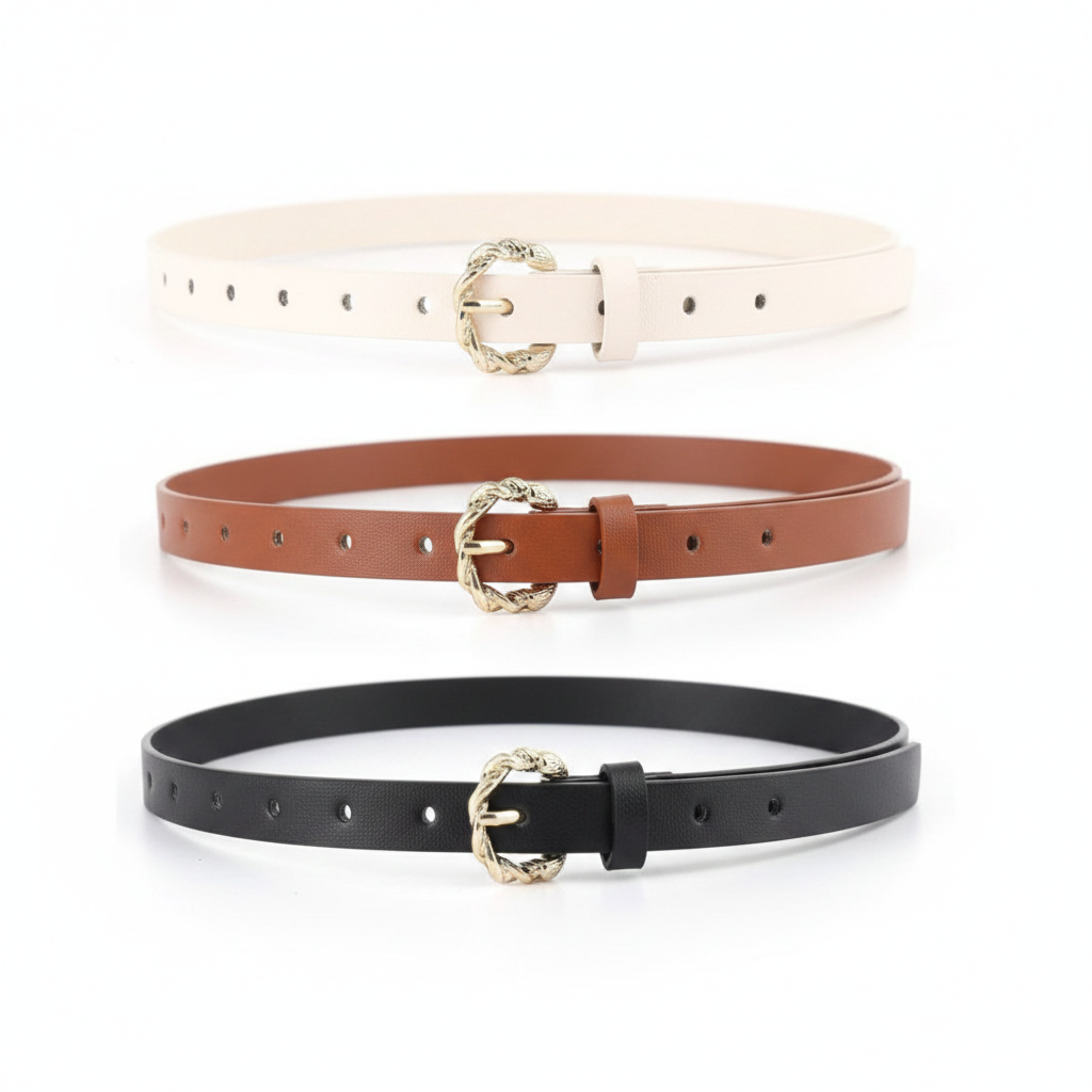 The 'Buckle' 3-Piece Twist Design Fashion Belt Set