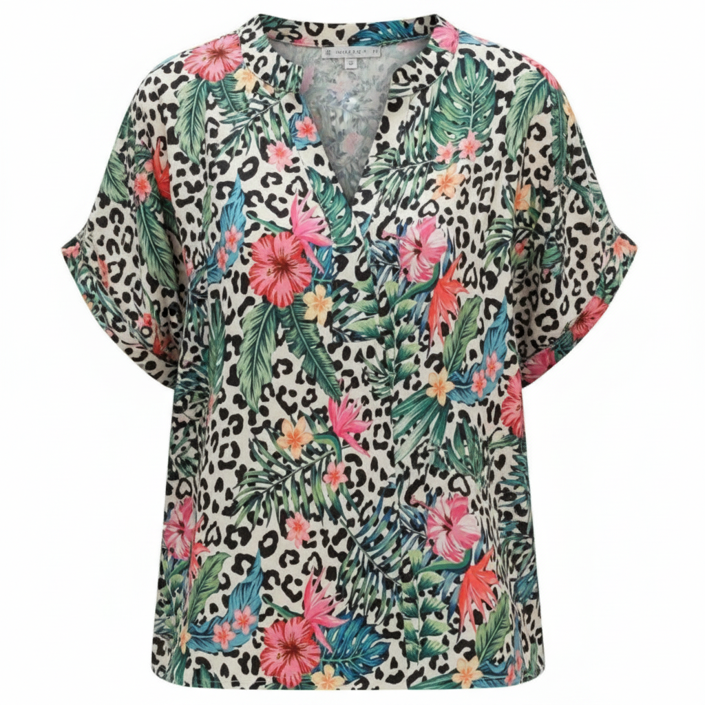 The 'Batwing' Leopard & Tropical Batwing Sleeve Blouse